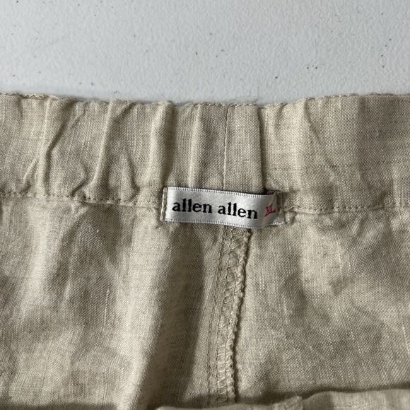 Allen Allen Pants Womens XL Beige Linen Wide‎ Leg Minimalist Preppy Office Siren - Picture 3 of 6